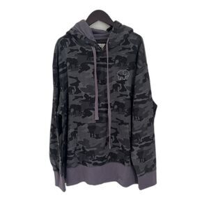 IVORY ELLA Limited Edition Women’s Grayscale Camo Elephant Print Hoodie- Medium